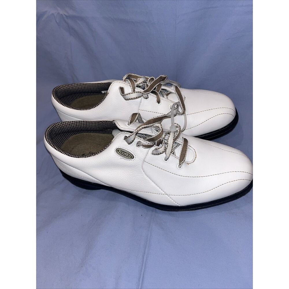 FootJoy Women's Size 8.5M All White Leather Extra Comfort Lace Golf Shoes 98599